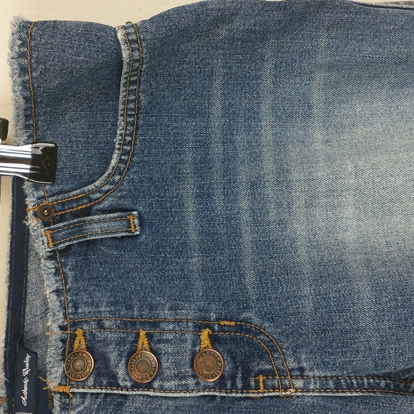 Y2K Vintage Abercrombie & Fitch Womens Cut Off Raw Waist Crop Button Fly Jeans 4 - Picture 4 of 13